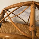 Vintage rattan and wicker shelf 70s