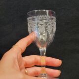 6 anciens verres a pied a porto en cristal de baccarat gravé
