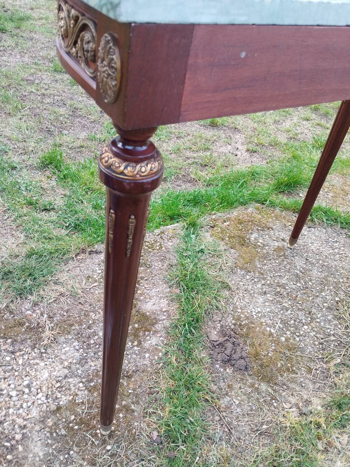 Console ancienne style louis xvi avec plateau marbre