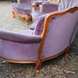 Sofa Voltaire rounded purple velvet