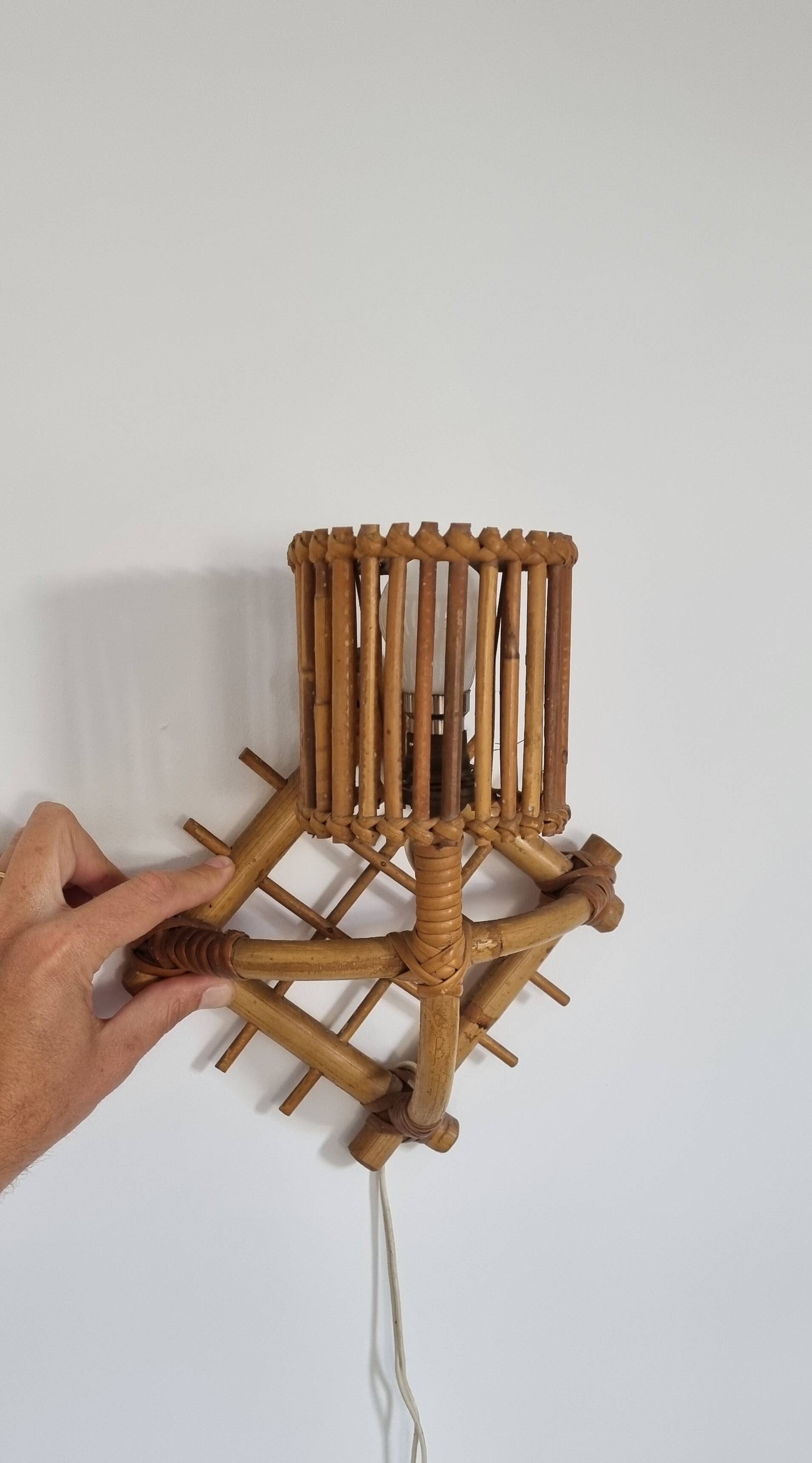 Vintage rattan wall lamp