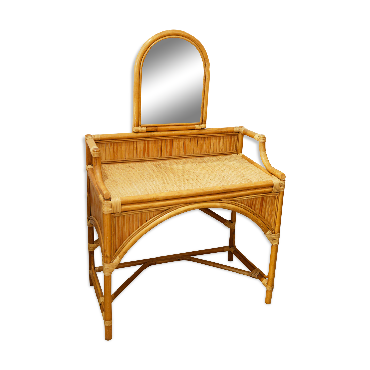 Dressing table and mirror Bamboo Blond rattan