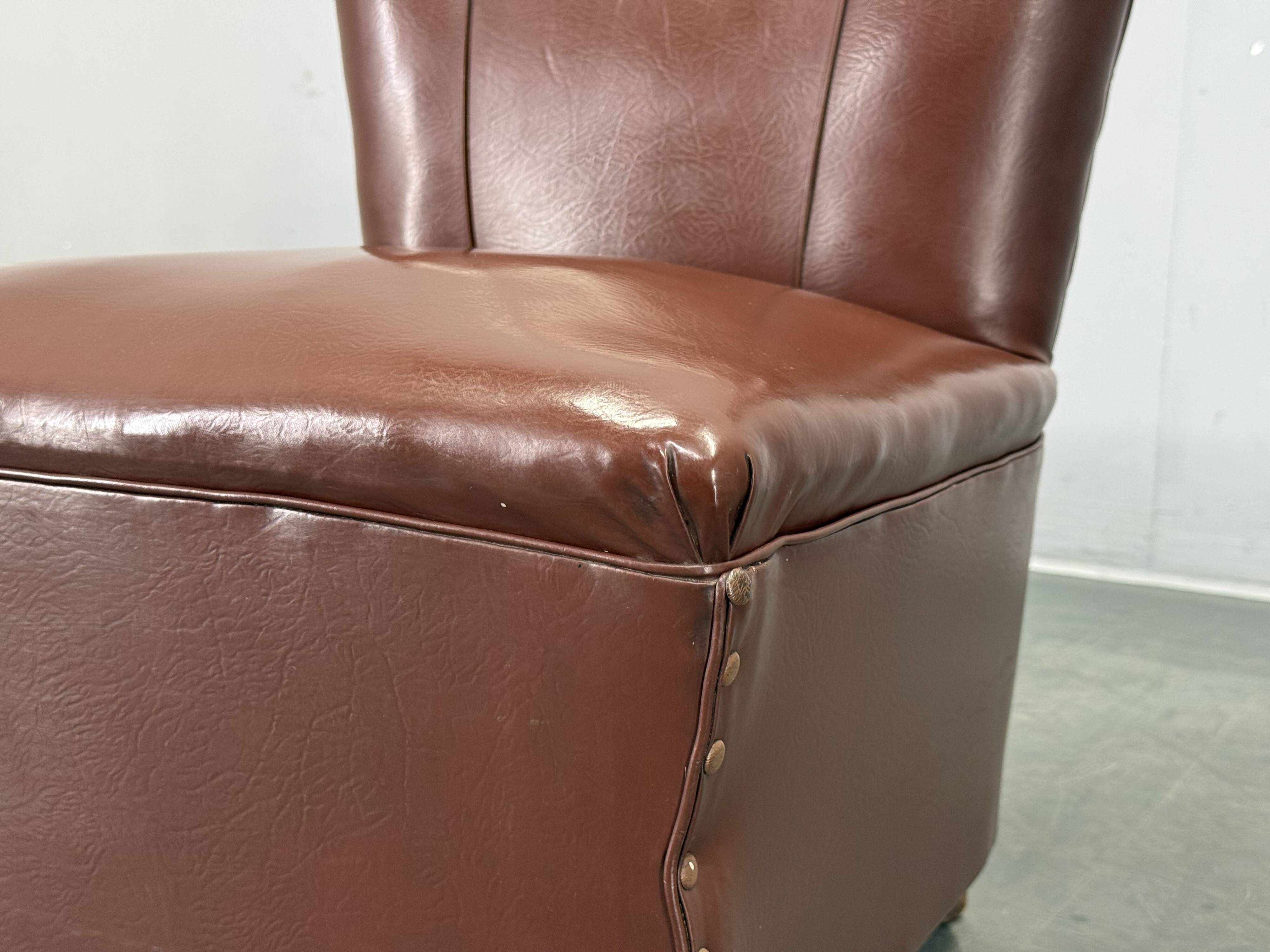 1950s Italian Mid Century Leatherette Lounge Chair