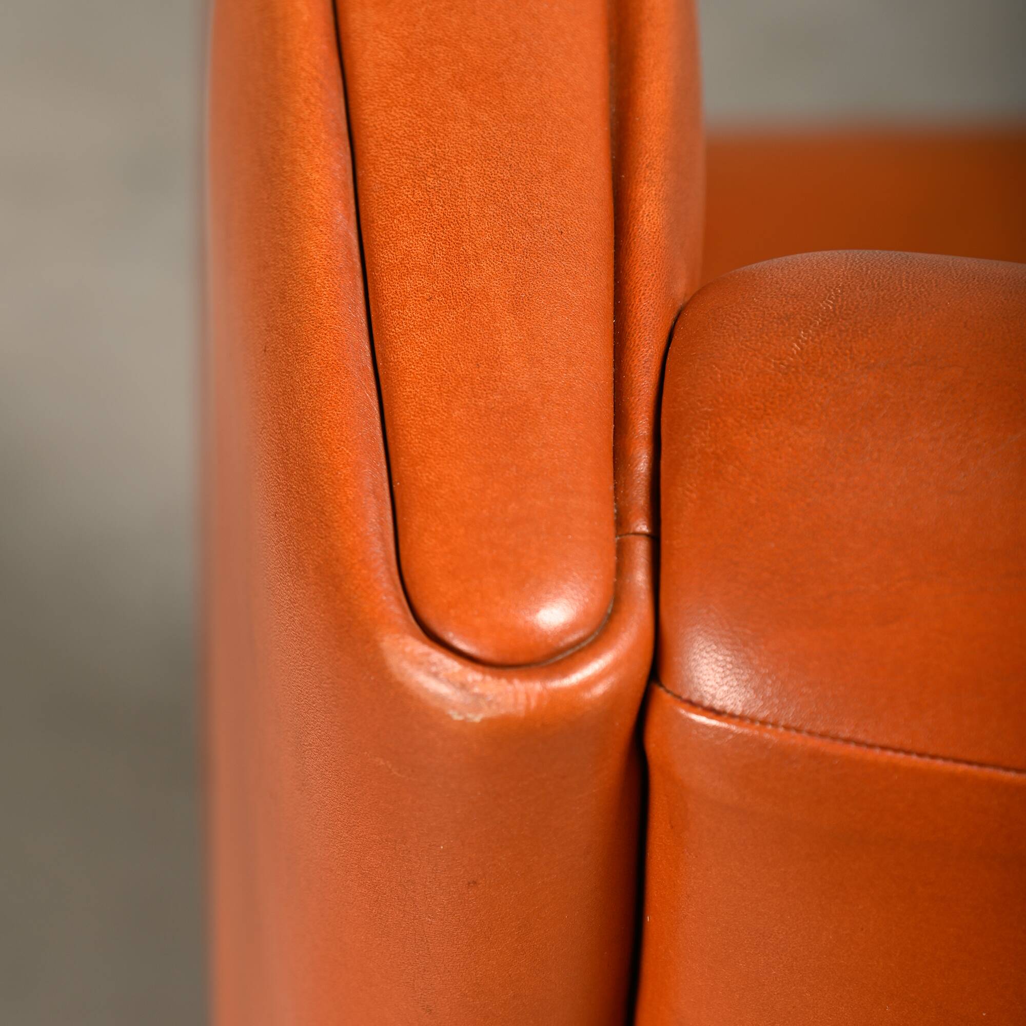 Illum Wikkelsø Wingback Armchair Model 110 in Cognac Leather, Denmark 1960s