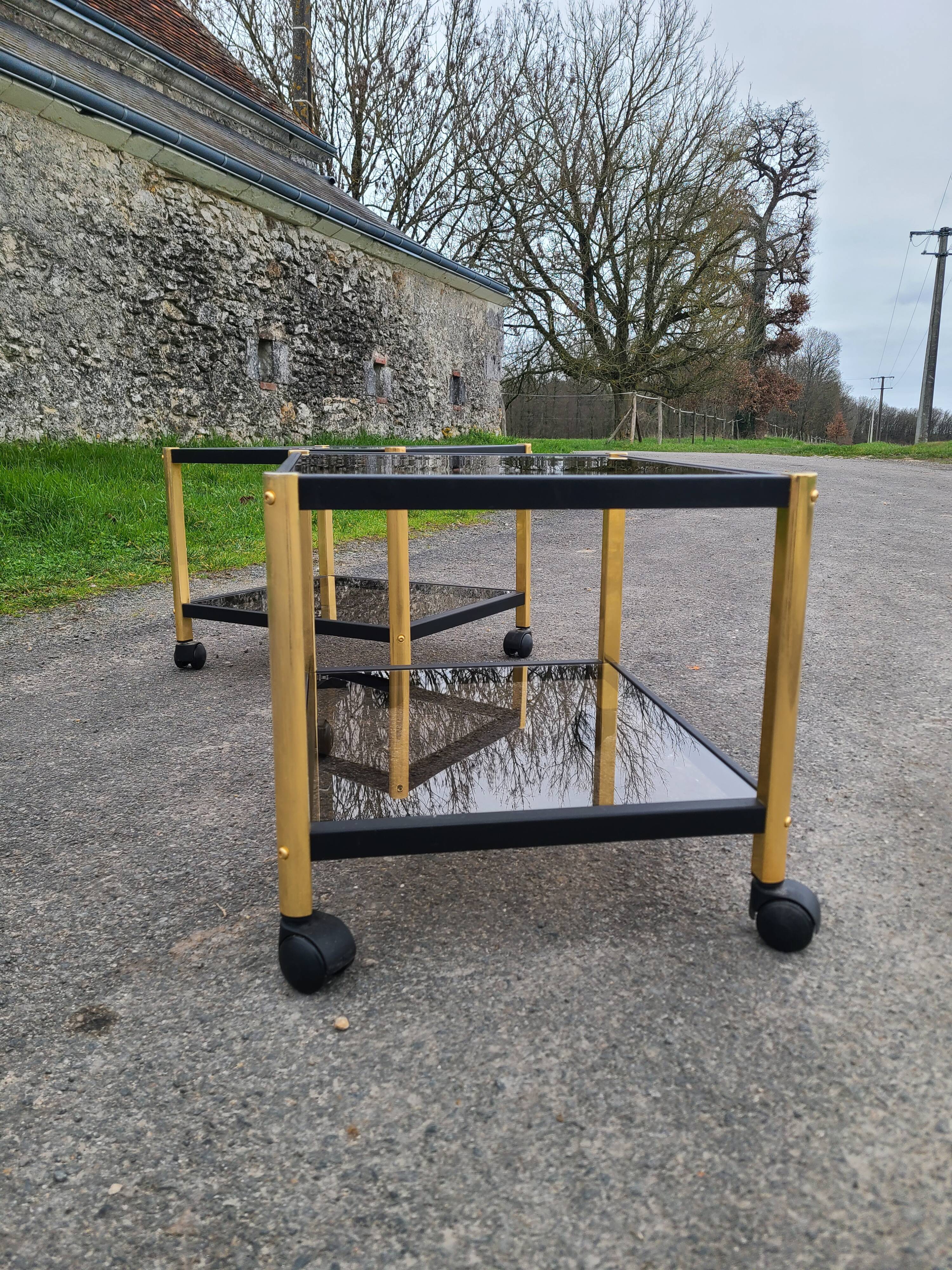 Coffee table golden black and Erard smoked glass
