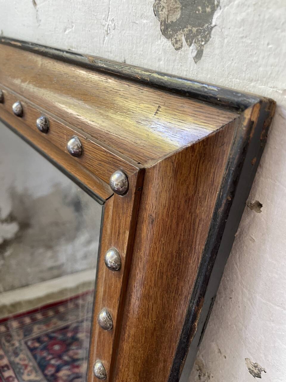 1900 wooden mirror with nails