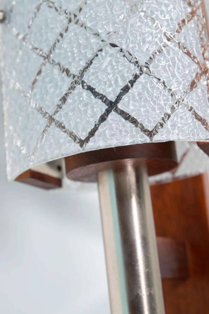 Vintage 1960s wall light, milk glass and bohemian teak.
