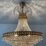 Brass chandelier and crystal tassel waterfall