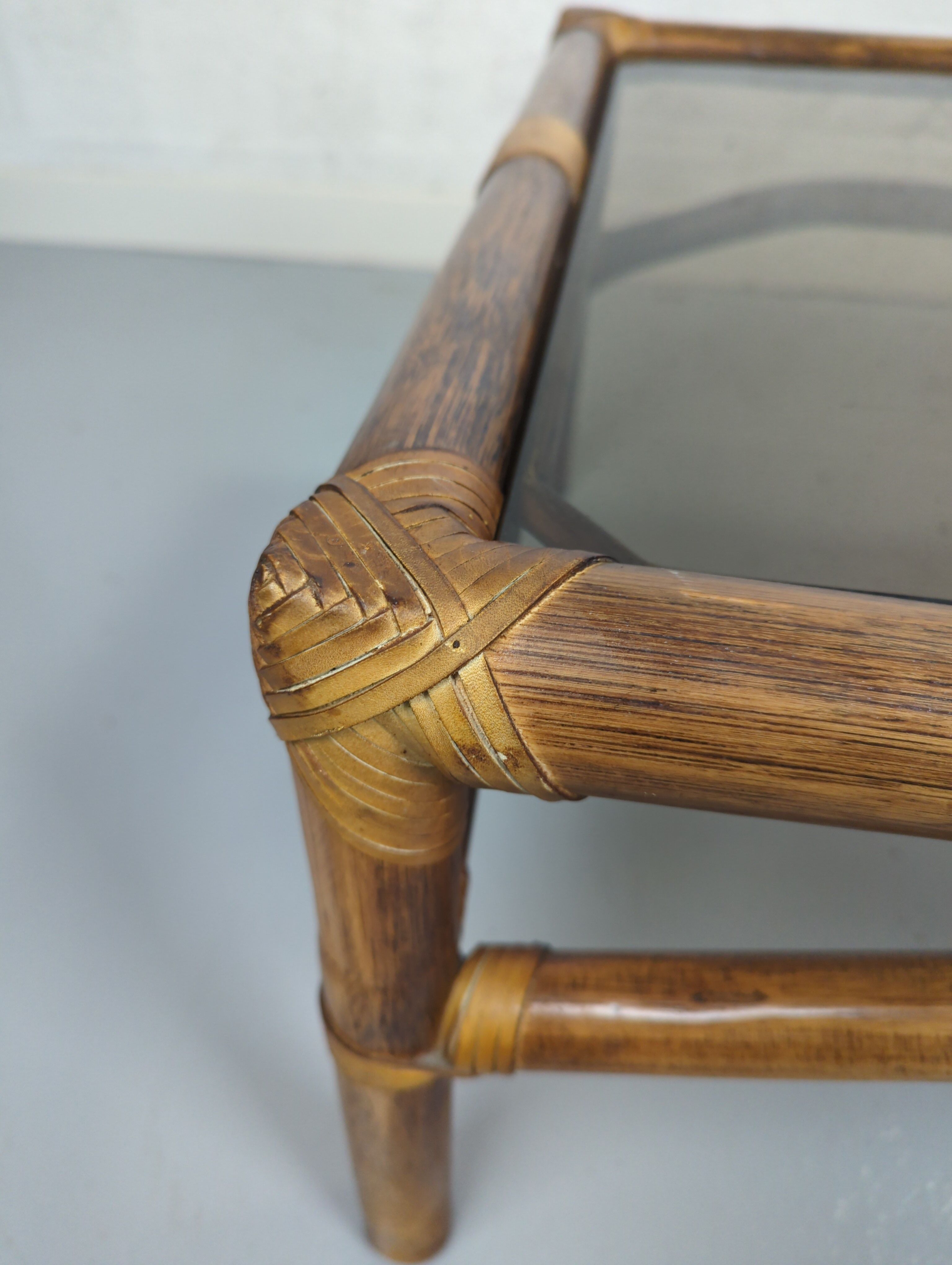 Coffee table bamboo smoked glass