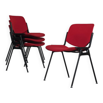 Lot de 4 chaise vintage Castelli tissu rouge bordeaux