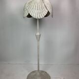 Mid-century French rattan wicker boho floor lamp, 1950s-1960s