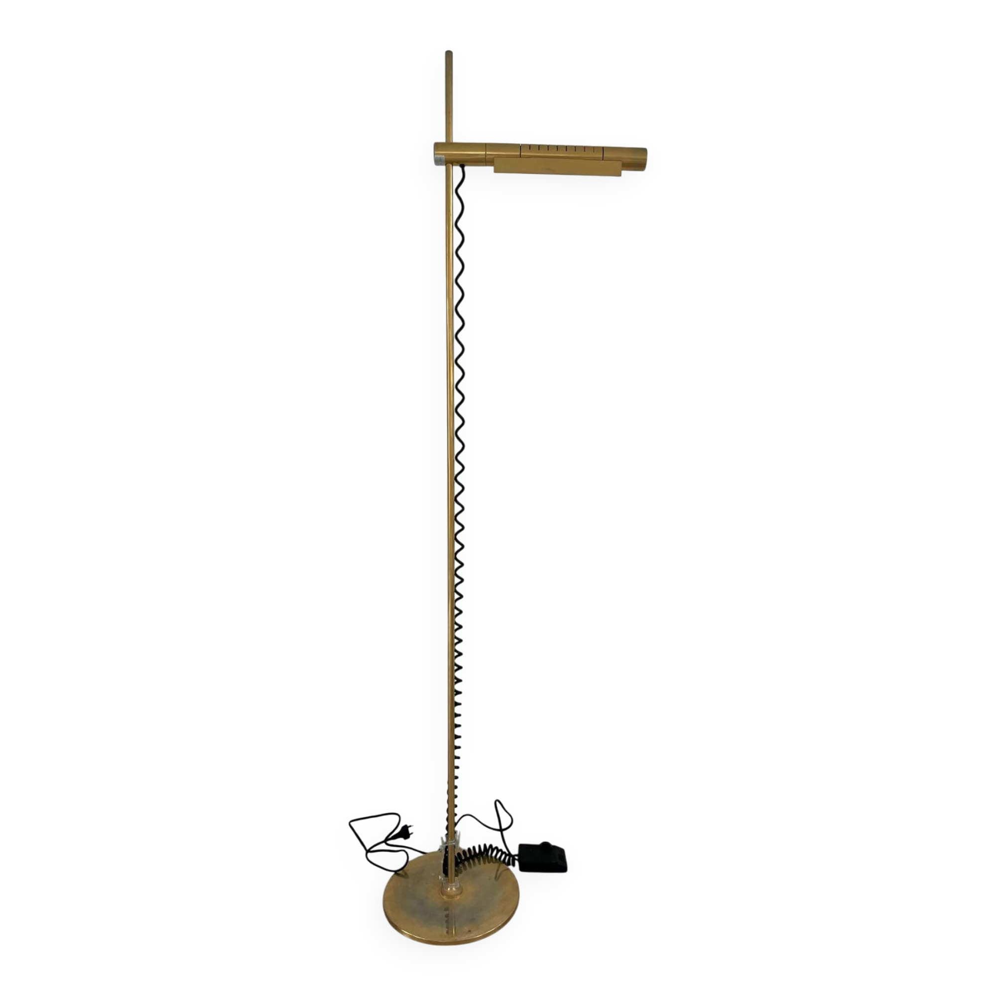 Brass floorlamp Rico and Annemarie Baltensweiler Halo 250 Stako Leuchte