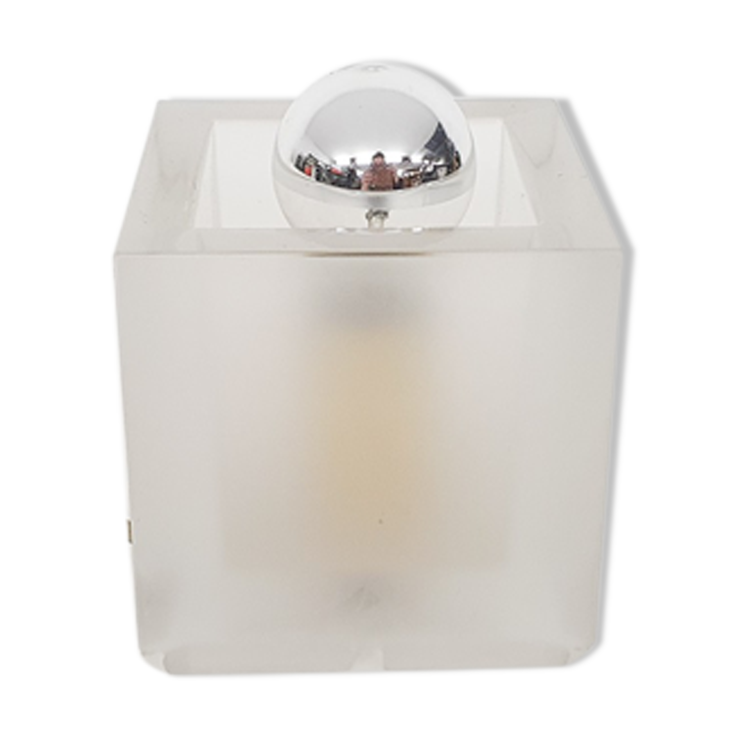 Frosted glass cube table light, Germany 1970's