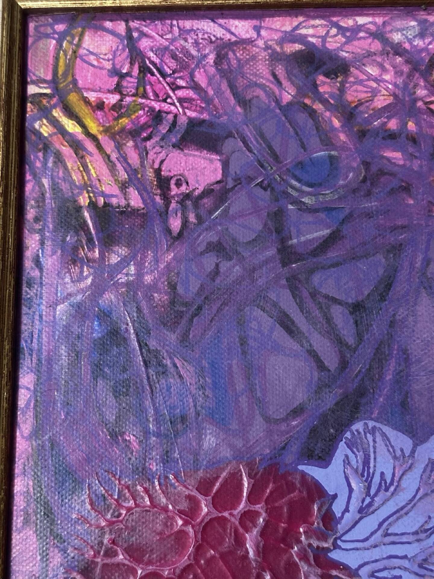 Abstract painting signed Bernard Ledain (1944-2024), mixed media on
