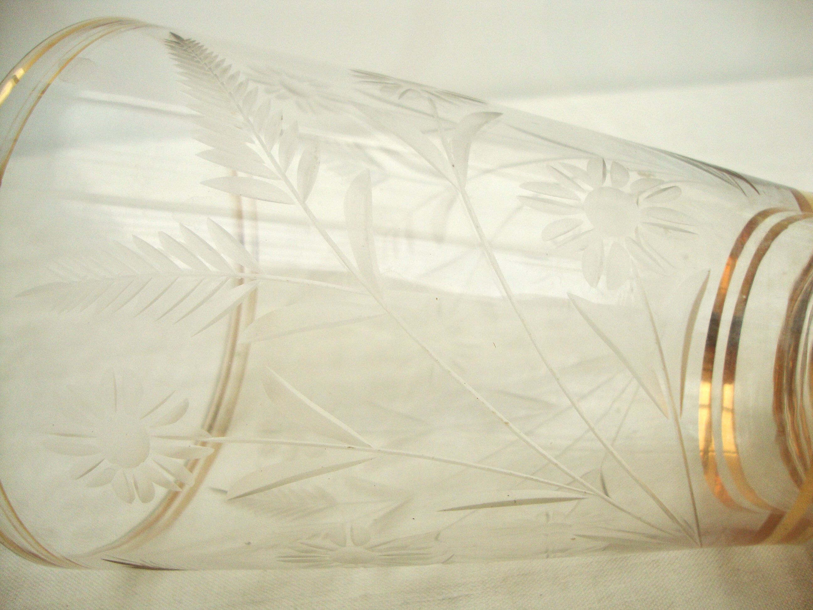Engraved crystal vase