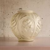 Art deco glass ball vase with roses
