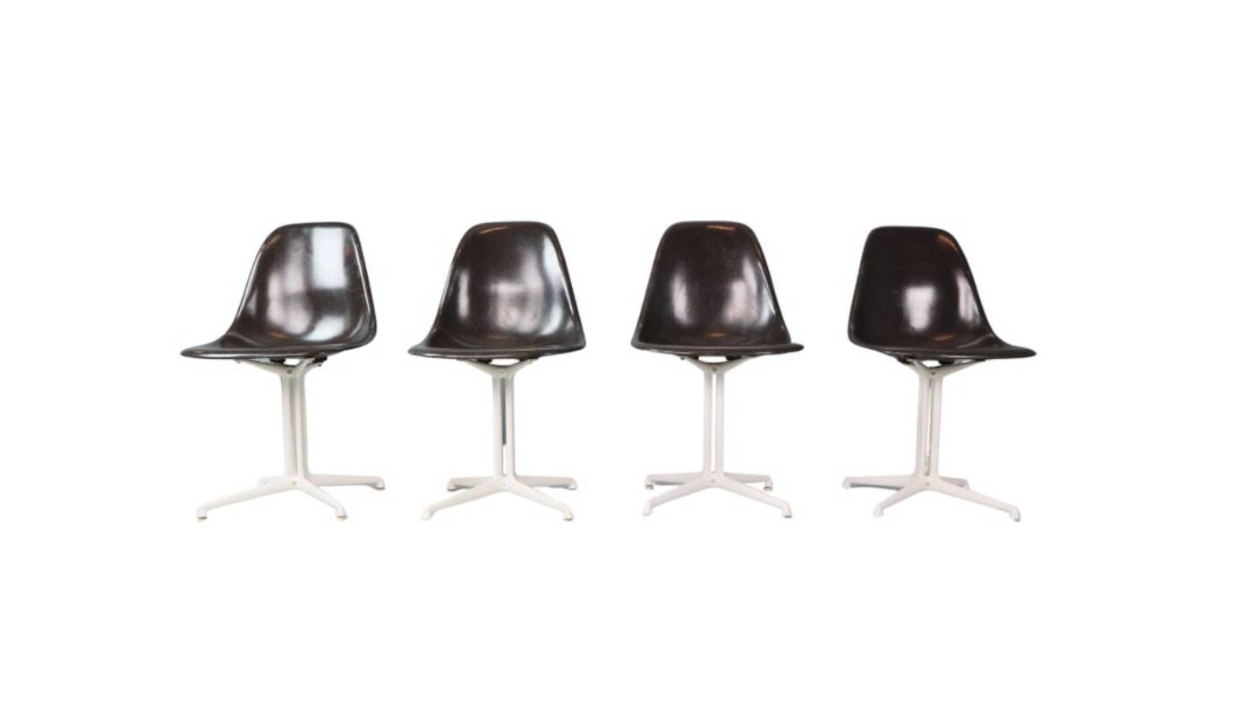 Charles & Ray Eames Set of 4 Off Black"La Fonda" Chairs for Herman Miller, 1960