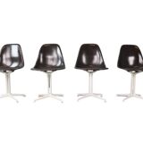 Charles & Ray Eames Set of 4 Off Black"La Fonda" Chairs for Herman Miller, 1960