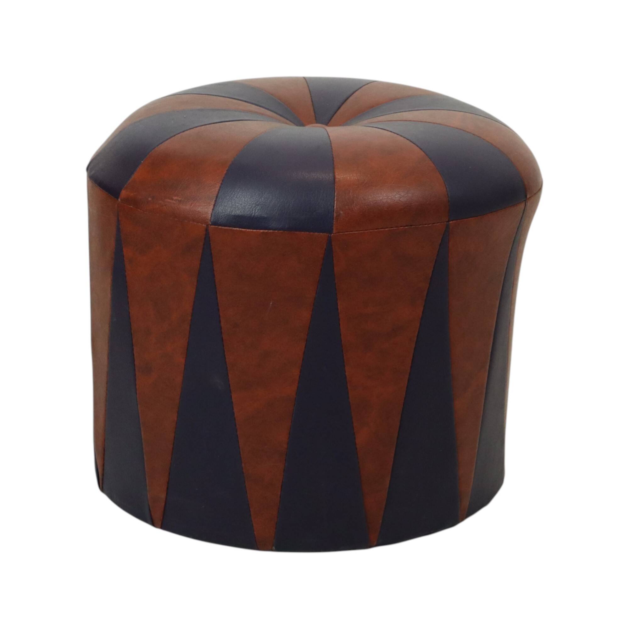 Round Vintage Pouf Purple Bordeaux Two-tone Skai Sixties