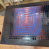 Vintage Op Art design table – Vasarely style