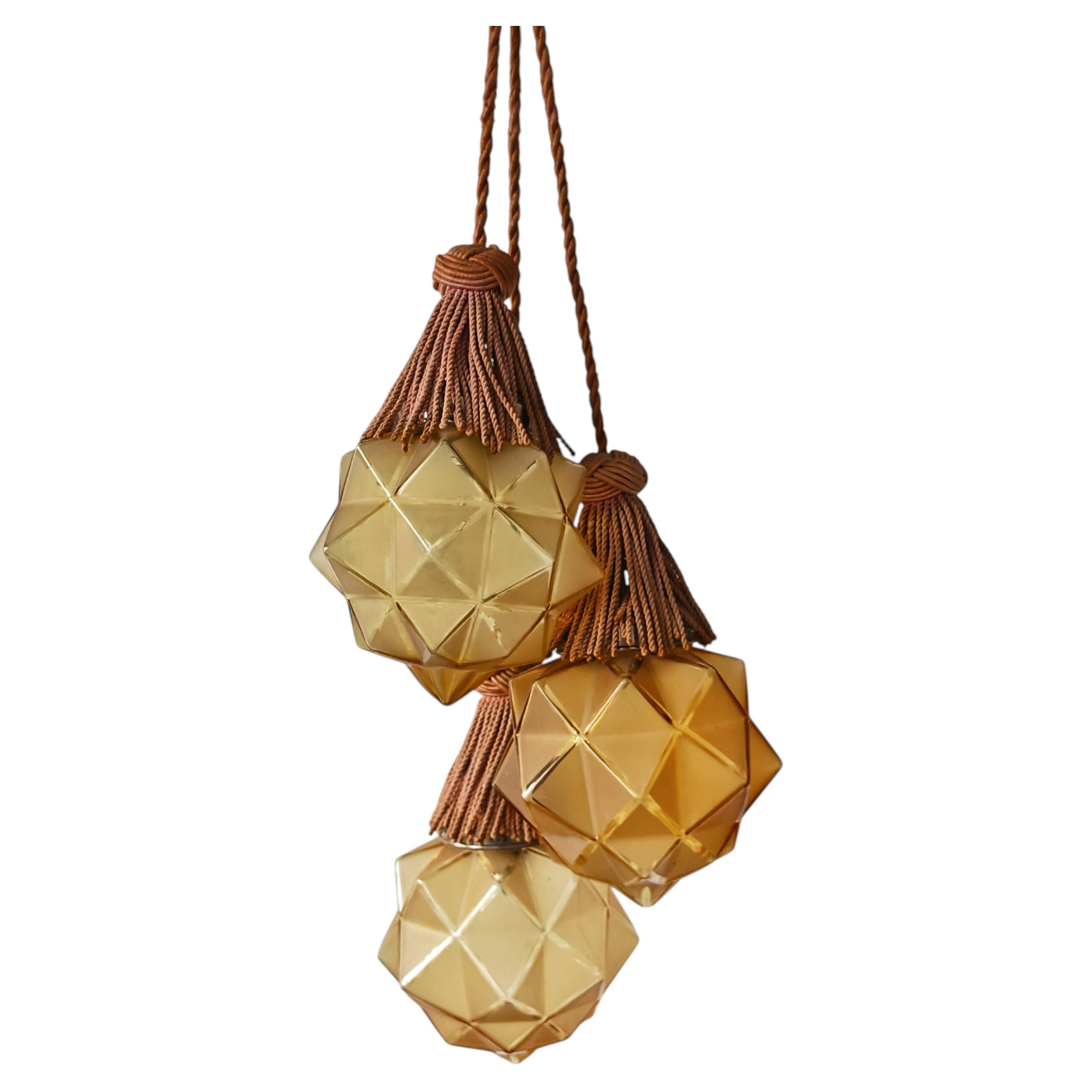 Lustre Art Déco avec Abat-jours en Forme d'Étoile, 1930