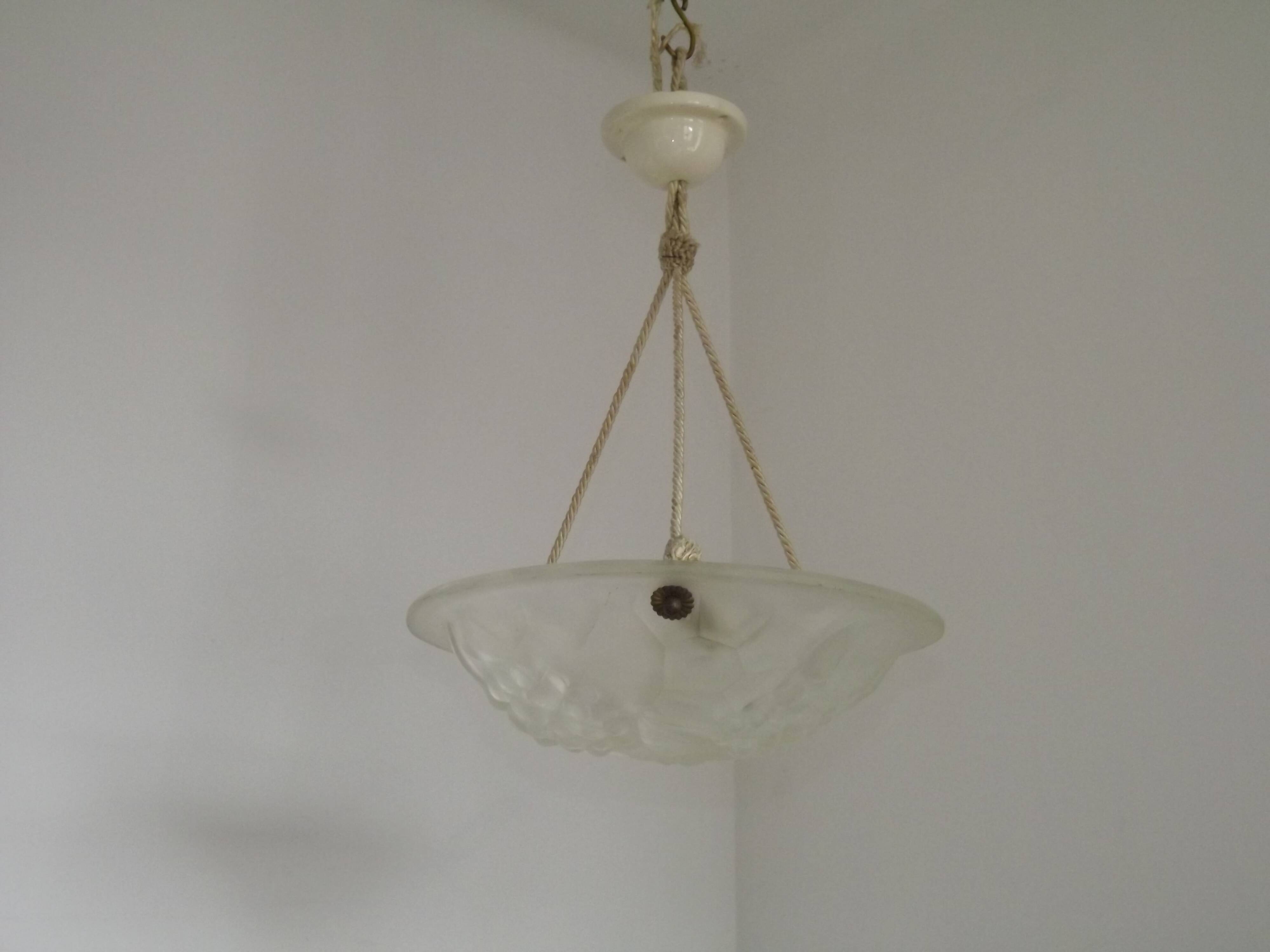 Elegant French Art Deco Plafonnier– Circa 1930 | Signed ROS / Degué