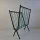 1960 Czechoslovakian Mid-Century Magazine Rack with Green Wire