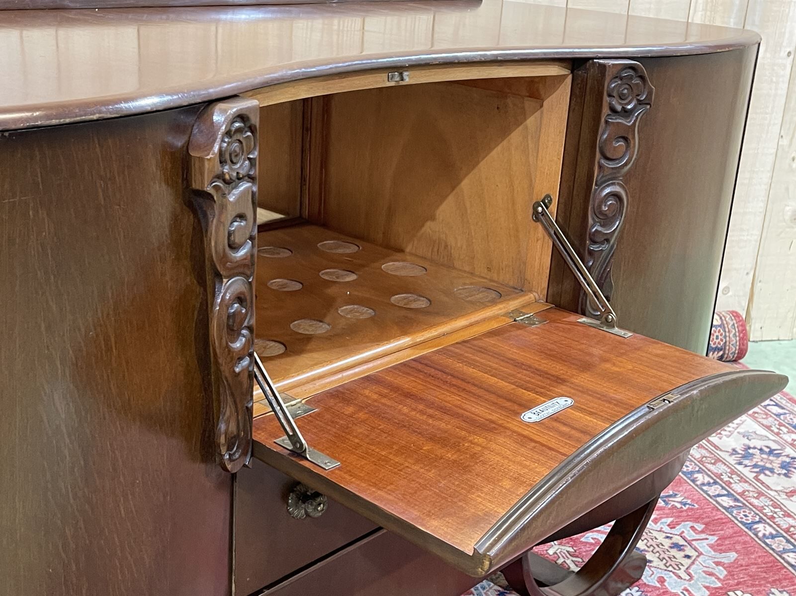 English art deco oak bar