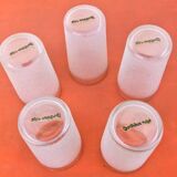 1960s 5 orangeade glasses "Grappe d'or" Frosted white glass