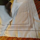 Old linen sheet with return - handmade grand jour - 208 x 365 cm