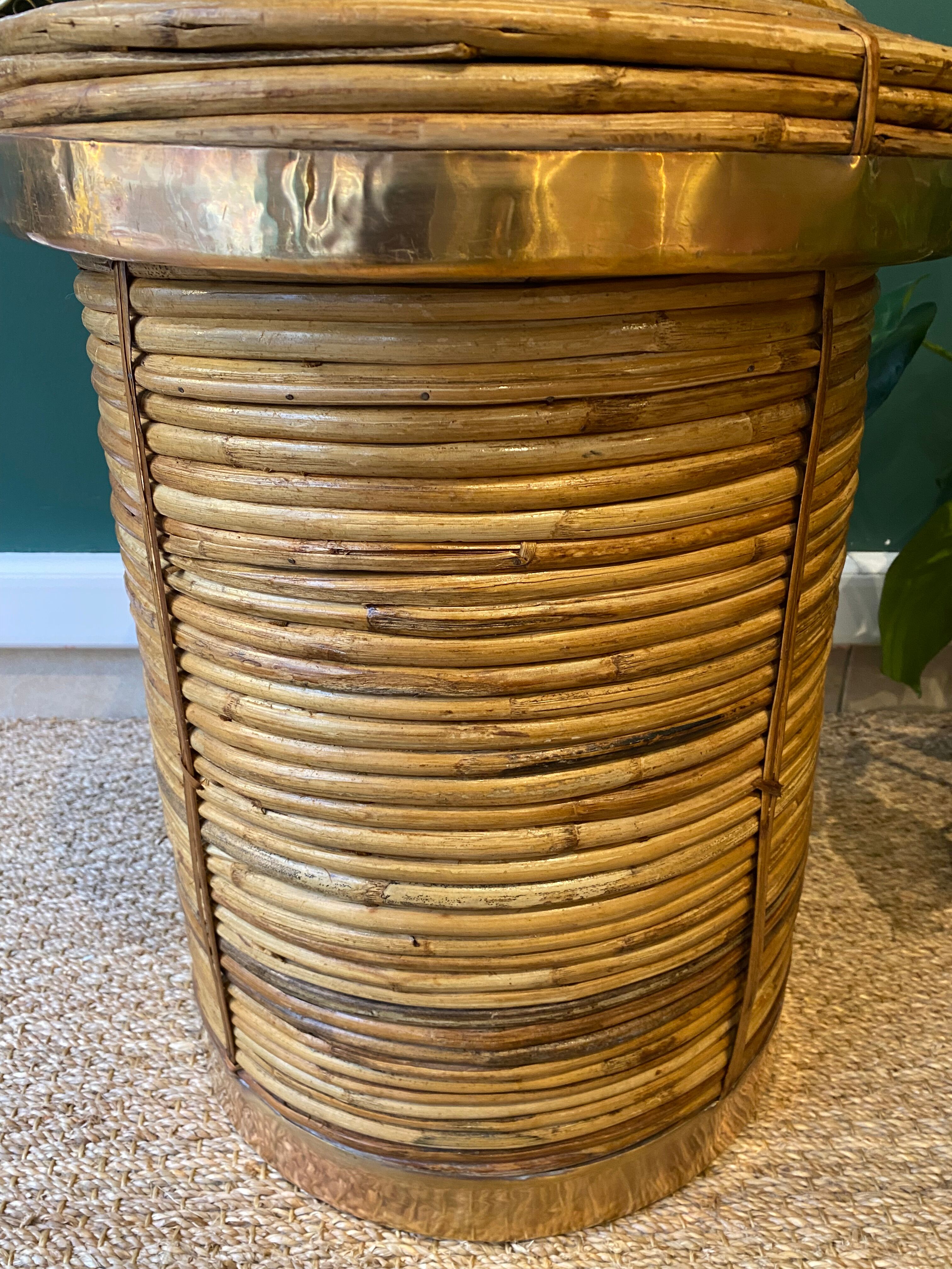 Vintage wicker and brass basket