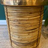 Vintage wicker and brass basket