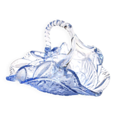 Blue pressed-moulded glass basket dish Meisenthal? Ashtray 1920