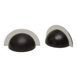 Pair of half-moon metal and lucite wall lights Postmodern Memphis vintage Circa 1980