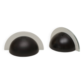 Pair of half-moon metal and lucite wall lights Postmodern Memphis vintage Circa 1980