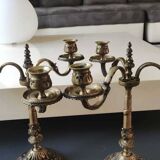 Pair of 3-arm curved chandeliers. Baroque/Rocaille style.