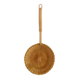 Long-handled wicker basket