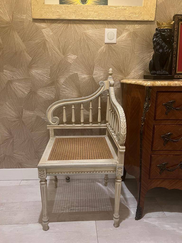 Louis XVI style wooden corner armchair