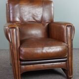 Set of a sheep leather design sofa and armchair