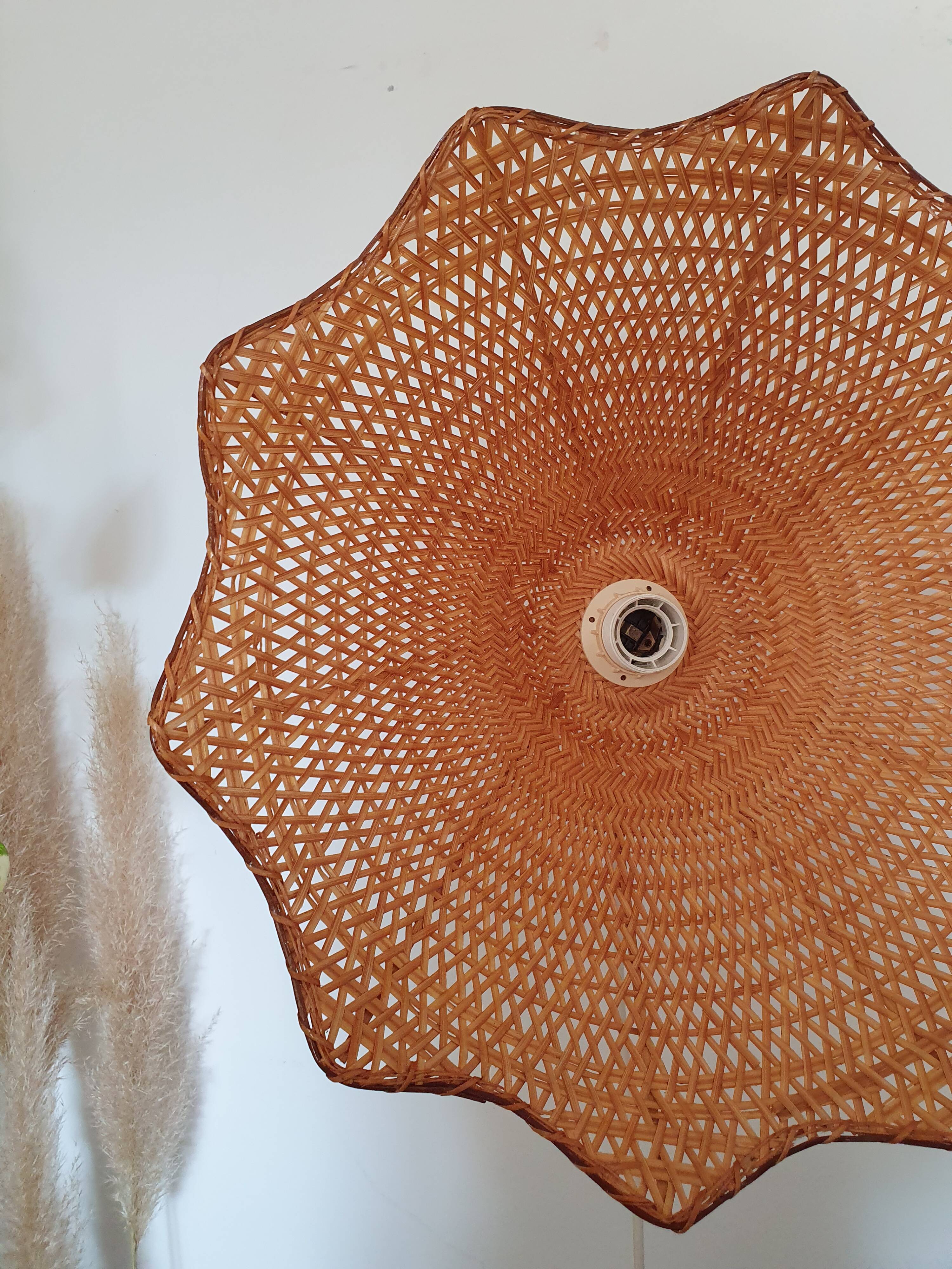 Pendant light in wicker, seventies