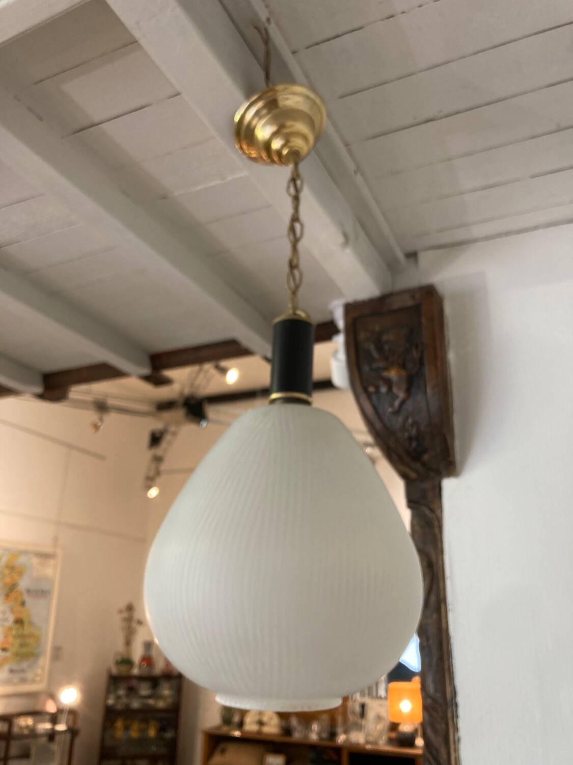 1950s glass globe pendant light