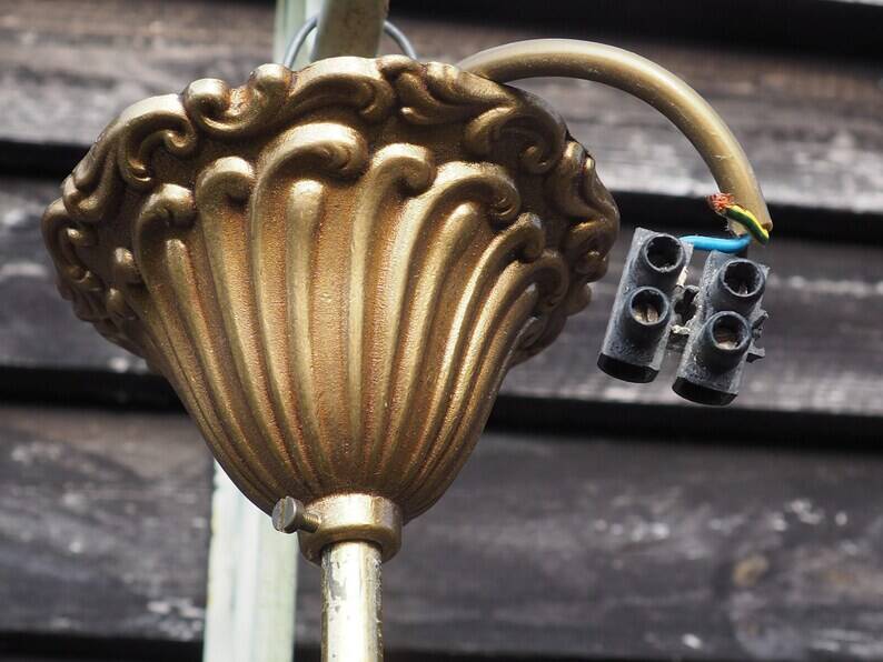 Vintage French Cage Chandelier: Bronze & Brass 3-Branch Ceiling Light