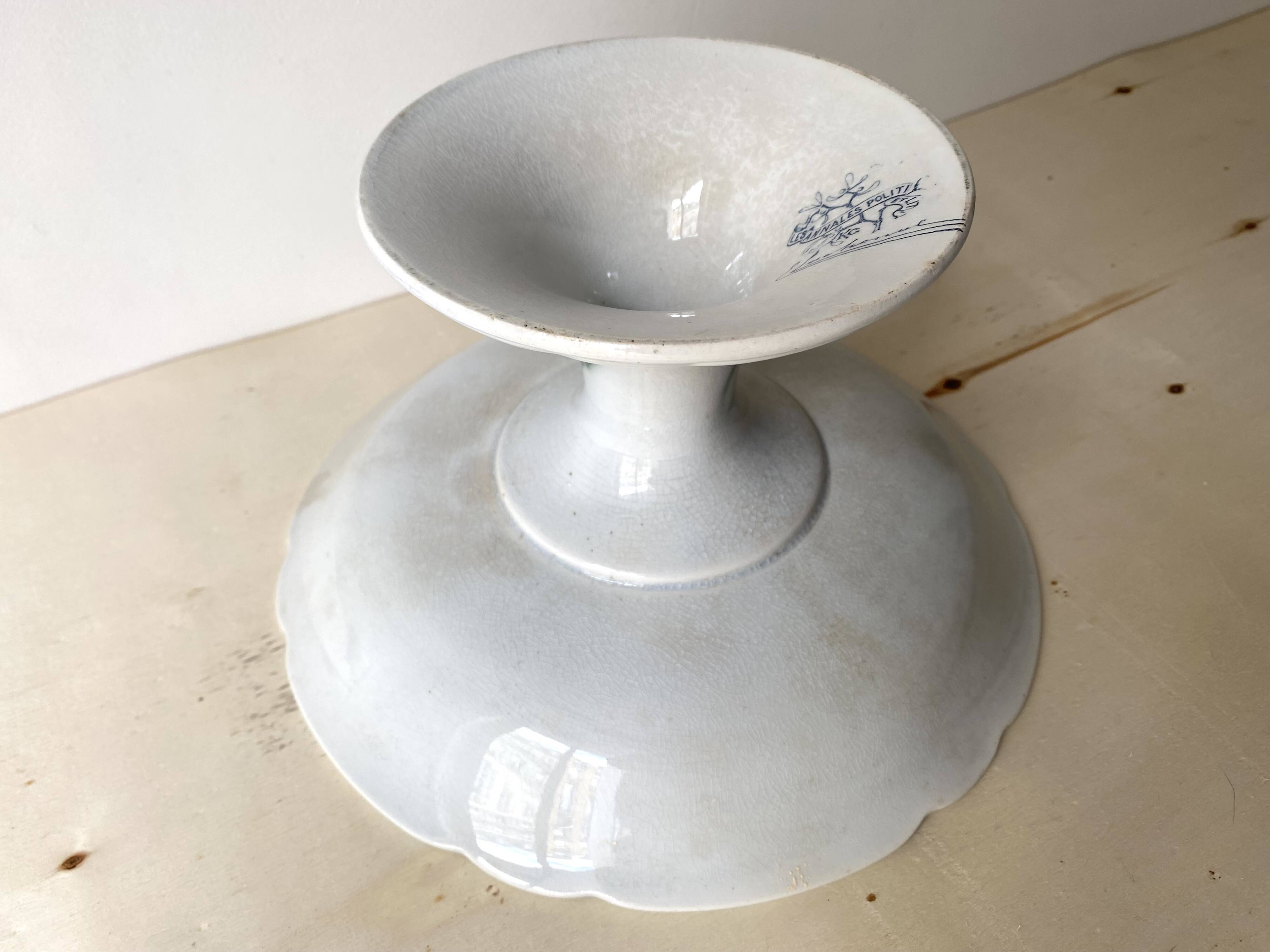 Lunéville earthenware compotier by Lachenal 1900, K&G mistletoe model servant
