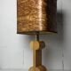 Midcentury Italian sculptural large table lamp with wood veneer shade