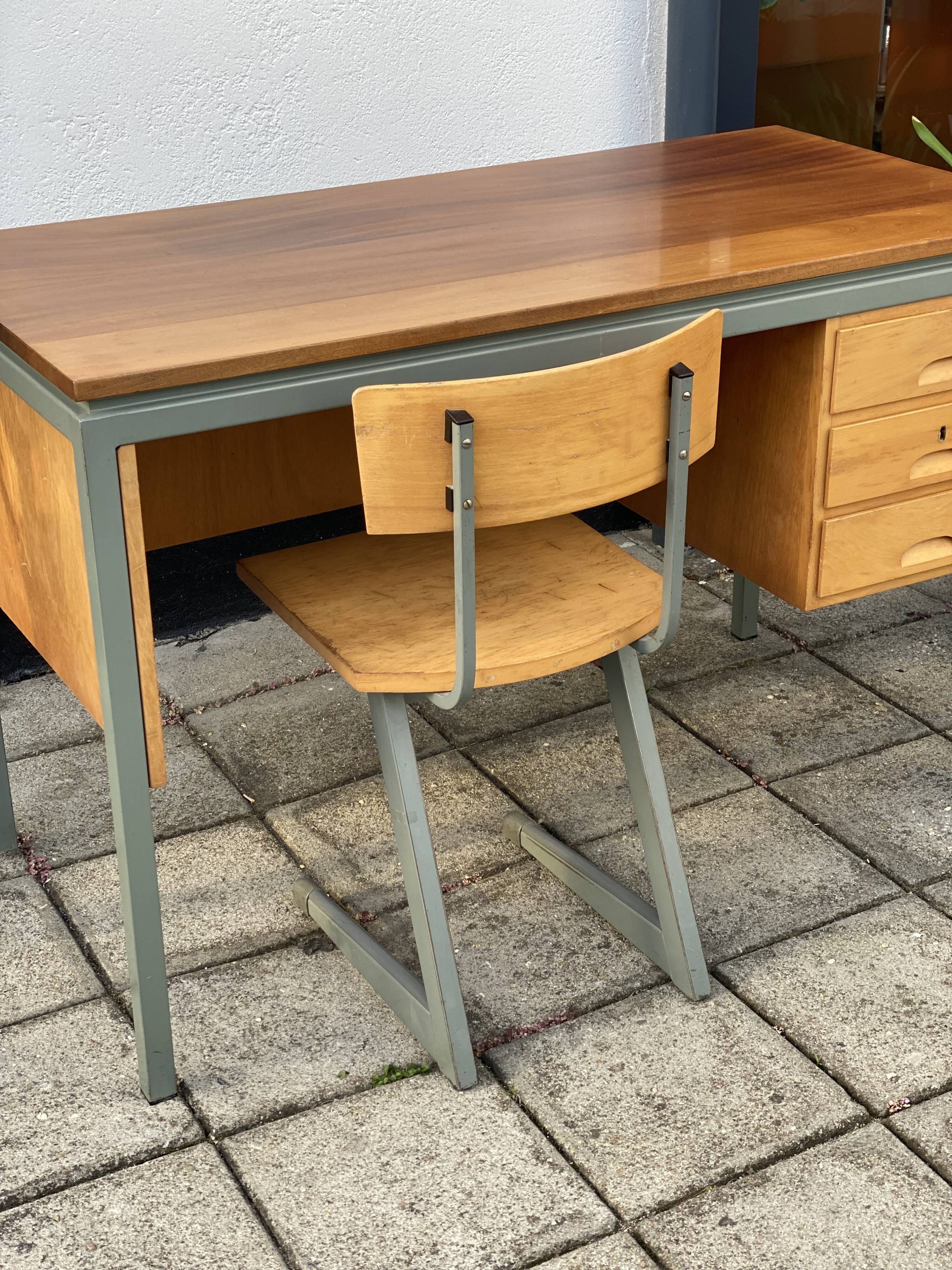 Vintage Industrial Style Office Desk and Chair
