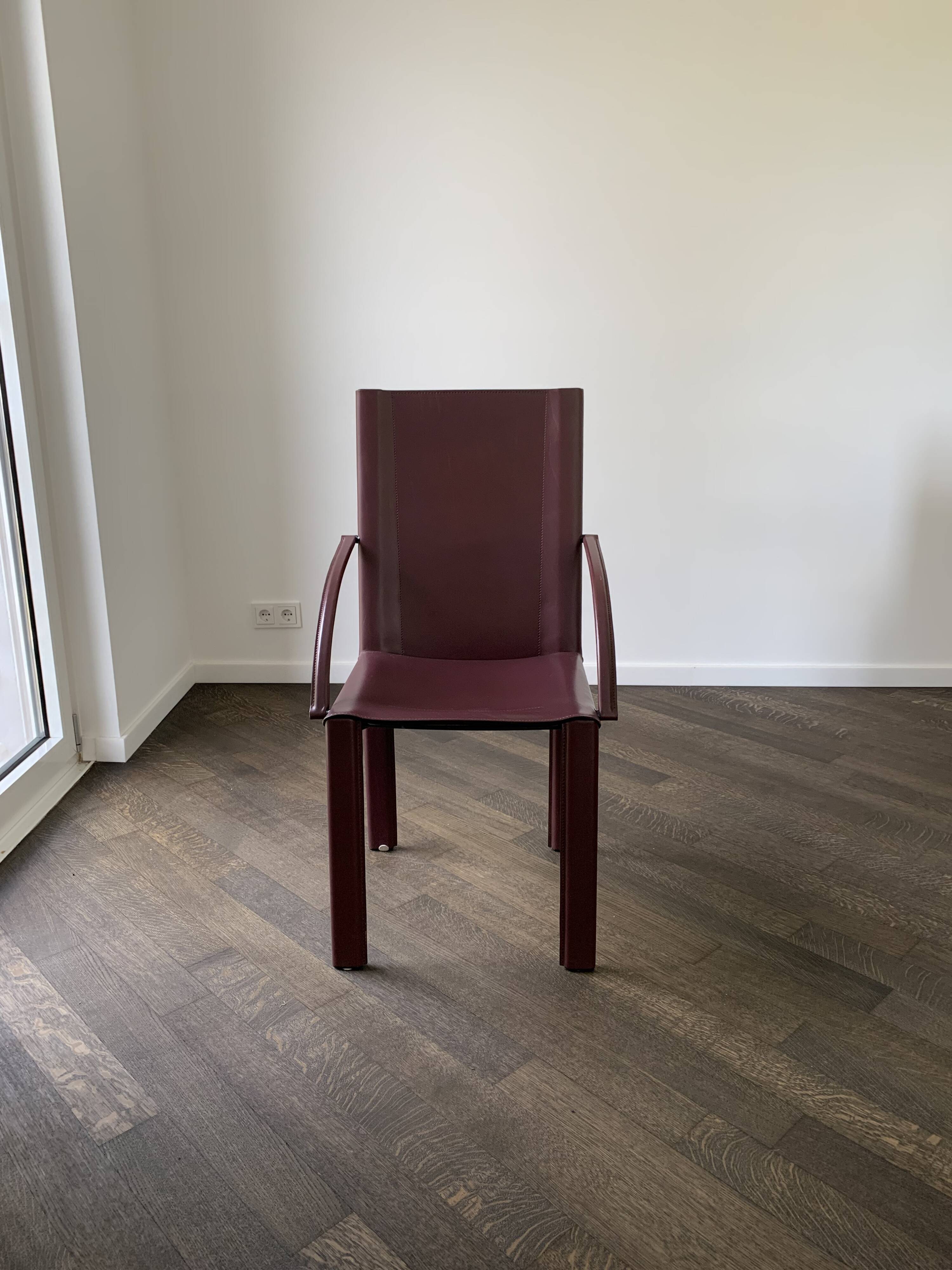 Leather armchair designed by Carlo Bartoli for Matteo Grassi
