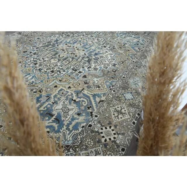 1970s Vintage Persian Handmade Wool Cotton Light Brown Area Rug 295x380