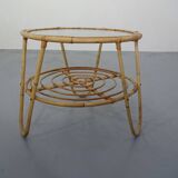 Italian Bamboo & Glass Coffee Table, 1950s