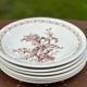 Gien earthenware plates with thistle decoration, set of 6.