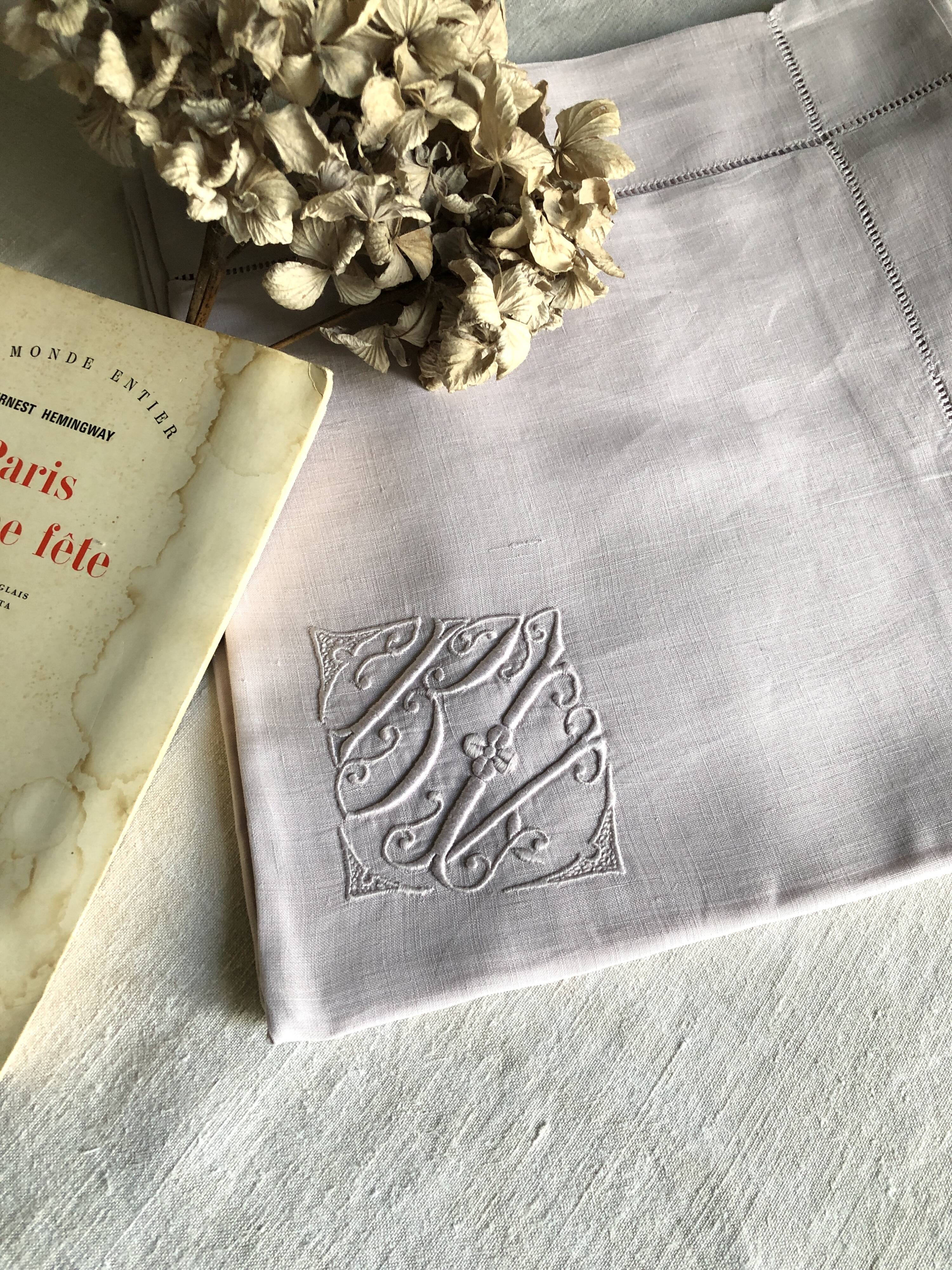 Antique pillowcase in pure linen lilac